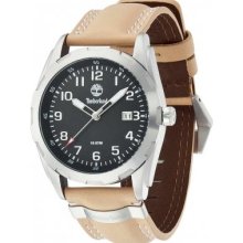 Timberland Newmarket Men's Quartz Watch With Black Dial Analogue Display And Beige Leather Strap 13330Js/02C