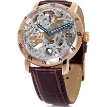 Timepieces By Randy Jackson Unisex Skeleton Dial Leather Strap Watch