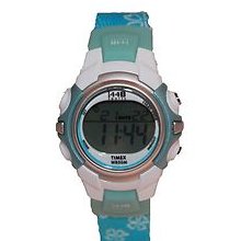 Timex 1440 Sports Womens Digital Watch Blue Floral Chronograph,indiglo,alarm
