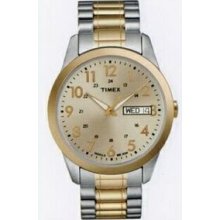 Timex 2-tone Elevated Classics Dress Expansion Watch W/ Gold Dial
