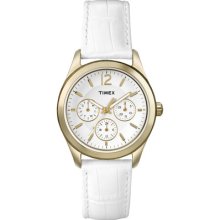 Timex Women's 3-eye White Leather Watch, Date, Ameritus, 50 Meter, T2p071