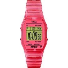 Timex Women's Style Lcd Digital Pink Strap Watch T2n805