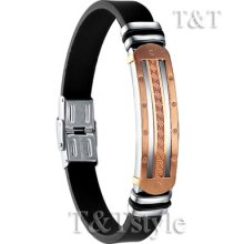 Top Quality T&t 9k Rose Gold Gp Stainless Steel Greek Pattern Bangle (br73)