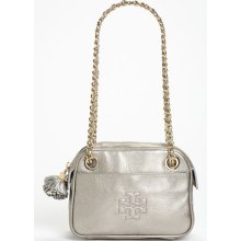 Tory Burch 'Thea Metallic' Leather Crossbody Bag Gunmetal