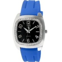 Trax Womens TR1740-BBL Malibu Fun Blue Rubber Black Dial Crystal