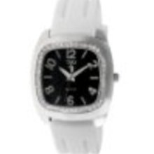 Trax Women's TR1740-BW Malibu Fun White Rubber Black Dial Crystal