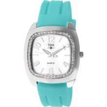 Trax Women's Tr1740 Wtq Malibu Fun Turquoise Rubber White Dial Crystal Watch