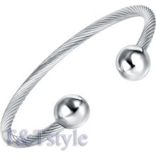 Trendy T&t 316l Stainless Steel Bangle Cuff Silver Bs32
