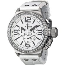 Tw Steel Canteen Chronograph White Dial White Leather Unisex Watch Tw10r