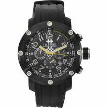 Tw Steel Unisex Quartz Watch With Black Dial Chronograph Display And Black Rubber Strap Tw609