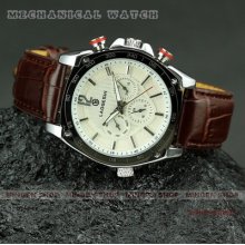 U133 - White Date Day Racing Sport Style Automatic Mechanical Men's Watches