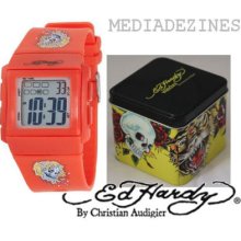 Unisex Bnib Ed Hardy Bs-bg Beat Street Beautiful Ghost Sporty Rubber Watch