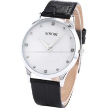 Unisex Mens Classic White Leather Ultra-thin Case Analog Sport Quartz Watch