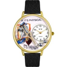 Unisex Physical Therapist Black Skin Leather and Goldtone Watch i ...