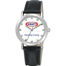 Unisex Timepiece Watch With White Dial And Brown Strap