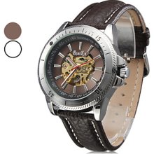 Unisex's Wrist PU Analog Watch Mechanical (Brown)