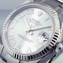 Unworn Rolex 31 Mm Mid Size Steel Oyster Bracelet Datejust Rhodium Roman 178274