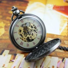 Vegan Copper Jade Color Pattern Mechanical Pocket Watch Freeship