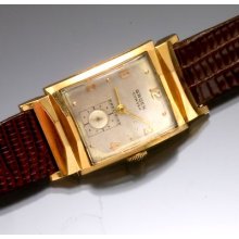 Vintage 14k Yellow Gold 42 Mm Gruen Curvex Wrist Watch With Fancy Lugs C. 1940s