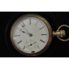 Vintage 18 Size Bradford Watch Co Pocket Watch Coin Edged Case Keeping Time!