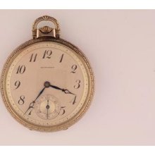 Vintage 46.5mm Howard Open Face Pocket Watch White Gold Filled Case