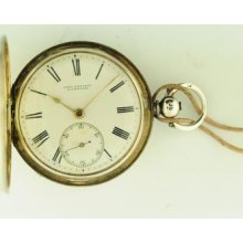 Vintage 52mm John Edwards London Fusee Silver Hunting Pocket Watch With Key