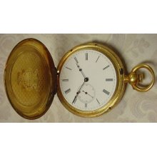 Vintage Breitling Laederich 18k Gold Chaux-d-fonds Hunter Lever Pocket Watch