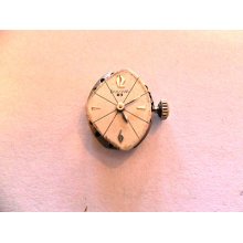 Vintage Bulova 23j 5ad Windup Wrist Watch Movement With Odd Shaped Dial