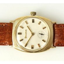 Vintage Bulova Mens 14k Gold Swiss Made Dress Watch Excellent Condition