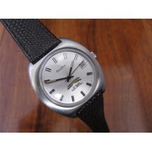 Vintage Bulova Mens Stainless Automatic Date 11aoacd Wrist Watch Grey Hound Bus