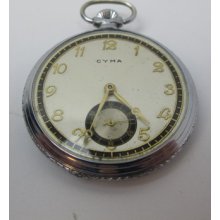 Vintage Cyma 10 Jewel Swiss Made Art Deco Pocket Watch