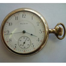 Vintage Elgin 17j 14s Gold Plated Windup Pocket Watch 13