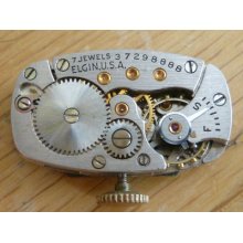 Vintage Elgin 529 Parts Movement W/dial/hands