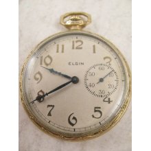 Vintage Elgin Pocket Watch 17 Jewels Serial 24190129 Gold 25 Yr Case