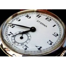 Vintage Eterna Gents Old Wrist Watch Steel Case C 1950