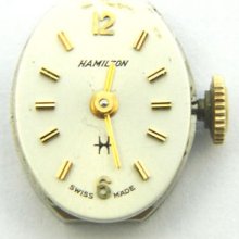 Vintage Hamilton 612 Grade 17j Watch Movement Good Dial Hands Bal Hs & Ms Ticks