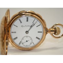 Vintage Hand Carved DETAILED Elgin National Pocket Watch , Lever Set 14KYG