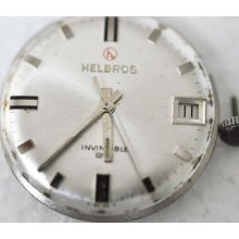 Vintage Helbros W Date Dial Wrist Movement 17 Jewels A235