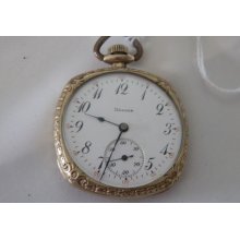 Vintage Illinois Square Cased Dress Pocket Watch with Second Hand Dial