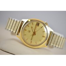 Vintage Mens 1969 Bulova Accutron 14k Sold Gold Case Tunning Fork