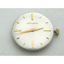 Vintage Movado Factor S 17 Jewel 5 1/2 X 6 3/4 Ligne Watch Movement W/ Dial Runs