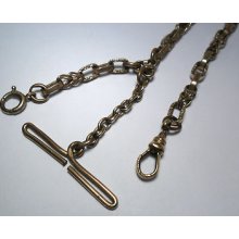Vintage Pocket Watch Holder Gold Filled Gf Chain Swivel Clasp Weight 12 Inch