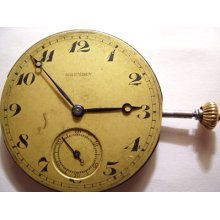 Vintage Roundly Pocket Watch Movement & Dial,running Co