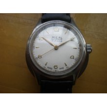 Vintage Swiss Mical 17 Jewels Automatic Bumper Men's Watch,military Style