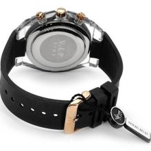 VIP Time Italy Gentlemens Plastic Watch Style: Black head with black and red face