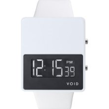 Void Unisex Digital Stainless Watch - White Leather Strap - Black Dial - V01EL-WH/WH
