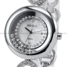 Weiqin Crystal White Dial Lady Women Bracelet Wrist Quartz Watch Dailyetrade