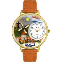 Whimsical Watches Holland Tan Leather And Goldtone Watch #G1420007