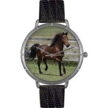 Whimsical Watches T0110029 Women'S T0110029 Morgan Horse Black Leather And Silvertone Photo Watch