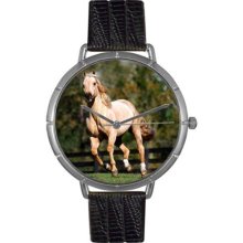 Whimsical Watches T0110030 Women'S T0110030 Quarter Horse Black Leather And Silvertone Photo Watch